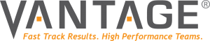 dark gray and orange vantage logo