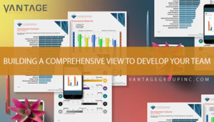 colored graphs background with text overlay reading building a comprehensive view to develop your team