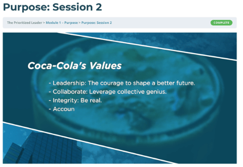 blue background with text reading Coca-Cola's Values