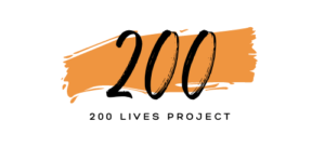 black and orange 200 lives project logo