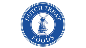 blue and white dutch treat foods logo