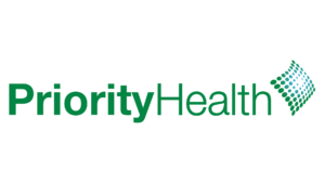green and white priority health logo